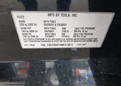 2022 Tesla Model Y Performance Dual Motor All-Wheel Drive from USA, damaged, VIN 7SAYGDEF6NF573872